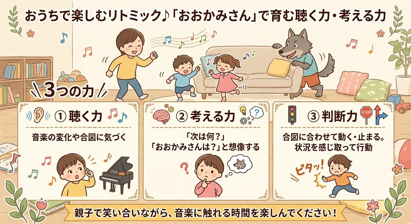 【高津区・梶ヶ谷】ひだまりリトミック教室｜おうちで楽しむ「おおかみさん」のリトミック遊び
